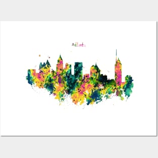 Atlanta Watercolor Skyline Posters and Art